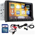 Ouku 7-Inch Double-DIN In Dash Touchscreen LCD Monitor with DVD/CD/MP3/MP4/USB/SD/AMFM/RDS/Bluetooth and GPS Navigation 3D PIP Pictire In Picture Rotate Menu HD:800*480 LCD Free GPS Antenna+Free Official Sygic GPS Map Updatable