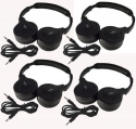 Four Pack of Two Channel Fold Flat Adjustable Child-Adult Size Universal Rear Entertainment System Infrared Headphones With Four Additional 48 3.5mm Auxiliary Cords Wireless IR DVD Player Head Phones for in Car TV Video Audio Listening