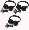Three Pack of Two Channel Fold Flat Adjustable Child-Adult Size Universal Rear Entertainment System Infrared Headphones With Three Additional 56 3.5mm Auxiliary Cords Wireless IR DVD Player Head Phones for in Car TV Video Audio Listening