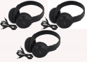 Three Pack of Two Channel Folding Adjustable Universal Rear Entertainment System Infrared Headphones With Three Additional 48 3.5mm Auxiliary Cords Wireless IR DVD Player Head Phones for in Car TV Video Audio and Listening With Superior Sound Quality