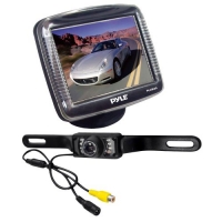 Pyle PLCM36 3.5-Inch Slim TFT LCD Universal Mount Monitor with License Plate Mount Rear-view Night Vision Backup Camera
