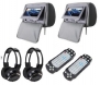 Zone Tech Headrest 7 LCD Car Monitors with Region Free DVD Player USB Sd Inc. Wireless Headhones and 32 Bit Games (Gray, Pair)