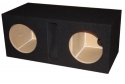 R/T - BLACK Dual 15 Slot Vented Sub Bass Hatchback Speaker Box with Labyrinth Power Port (MDF)