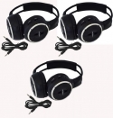 Three Pack of Two Channel Folding Adjustable Universal Rear Entertainment System Infrared Headphones With 3 Additional 48 3.5mm Auxiliary Cords Wireless IR DVD Player Head Phones for in Car TV Video Audio and Listening