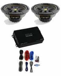 2) KICKER 10C104 Comp 10 600 Watt 4 Ohm Car Subwoofers Combo +Amplifier+Amp Kit