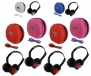 4 Pack Kid Sized Wireless Infrared Universal Car DVD IR Automotive Colored Adjustable 2 Channel Headphones With Case and 3.5mm Auxiliary Cord
