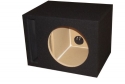 R/T - BLACK Single 12 Slot Vented Sub Bass Hatchback Speaker Box with Labyrinth Power Port (MDF)