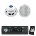 Lanzar Marine Receiver and Speaker System Package for your Boat, Pool, Deck, Patio, etc. - AQCD60BTB AM/FM-MPX In-Dash Marine Detachable Face Radio CD/SD/MMC/USB Player & Bluetooth Wireless Technology - AQ5DCW 300 Watts 5.25'' Dual Cone Marine Speakers (W