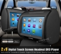 XTRONS® Black 2x Twin 9 Touch Screen Car Headrest DVD Player Games &IR Headphones