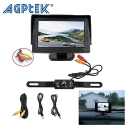 AGPtek® Back up License Plate CMOS Wide Angle Camera w/7 LED Night Vision + 4.3 TFT LCD Adjustable rear view Monitor Screen