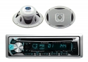 Kenwood Bluetooth USB CD iPod Radio, 2-Lanzar 6x9 500W White Marine Speaker Set
