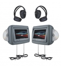 Power Acoustik HDVD-9GR 8.8-Inch Pre-Loaded Universal Headrest Monitors with Twin DVD Combo and Headphones (Gray)