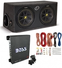 KICKER DC12 DUAL 12 600W Loaded Car Audio Subwoofers Subs+Box+Amplifier+Amp Kit