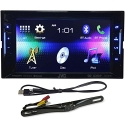 Package: JVC KW-V21BT Double Din Multimedia Car DVD/CD Receiver With 6.2 Touch Screen Monitor + JVC KS-U62 Lightning iPod to USB Cable For KW-V50BT and KW-V30BT Receivers + Rockville RBC5B Black Rearview Backup License Plate Bar Camera