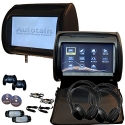2x 9 inch Digital Touch Screen Headrest DVD Player Monitor BLACK Autotain DREAM