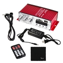 Kinter MA-120 2-Channel Output Digital Power Mini Amplifier AMP with Remote Control + Infrared Extension Cable + 5A Power Supply + Tera Cloth for FM USB SD CD DVD MP3 Players