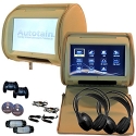 2x Autotain Dream 9 inch Digital Touch Screen Headrest DVD Player Monitor TAN BEIGE