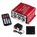 Kinter MA-600 2-Channel Output Digital Power Mini Amplifier AMP with Remote Control + 3A Power Supply + Tera Cloth for FM USB SD CD DVD MP3 Players