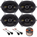 Car Speaker Set Combo Of 4 Kicker 40CS684 6x8 Inch 450W 2-Way Car Coaxial Stereo Speakers + 4 Metra 72-5600 Speaker Connector for Ford, Lincoln, Mazda, Mercury, + Enrock 50ft 16g Speaker Wire