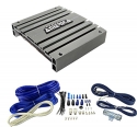 PYRAMID PB918 2000W 2 Channel Car Audio Amplifier Bridge + 4 Gauge Amp Kit Blue